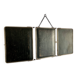 Vintage 1930s barber's triptych mirror, black beveled crystal - 28 x 70 cm