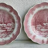 Set of 8 hollow plates landscapes iron earth