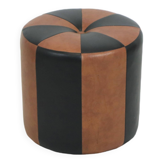 Pouf vintage en skaï années 60