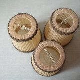 Set of 3 old pleated fabric lampshades clip-on model chandelier lamp lighting fixture n1