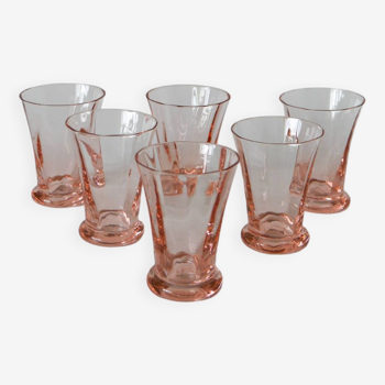 lot de 6 verres à liqueur rose art déco 1970