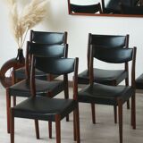 Series of 6 chairs in skai and teak