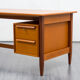 50s desk, teak, curved top, restored