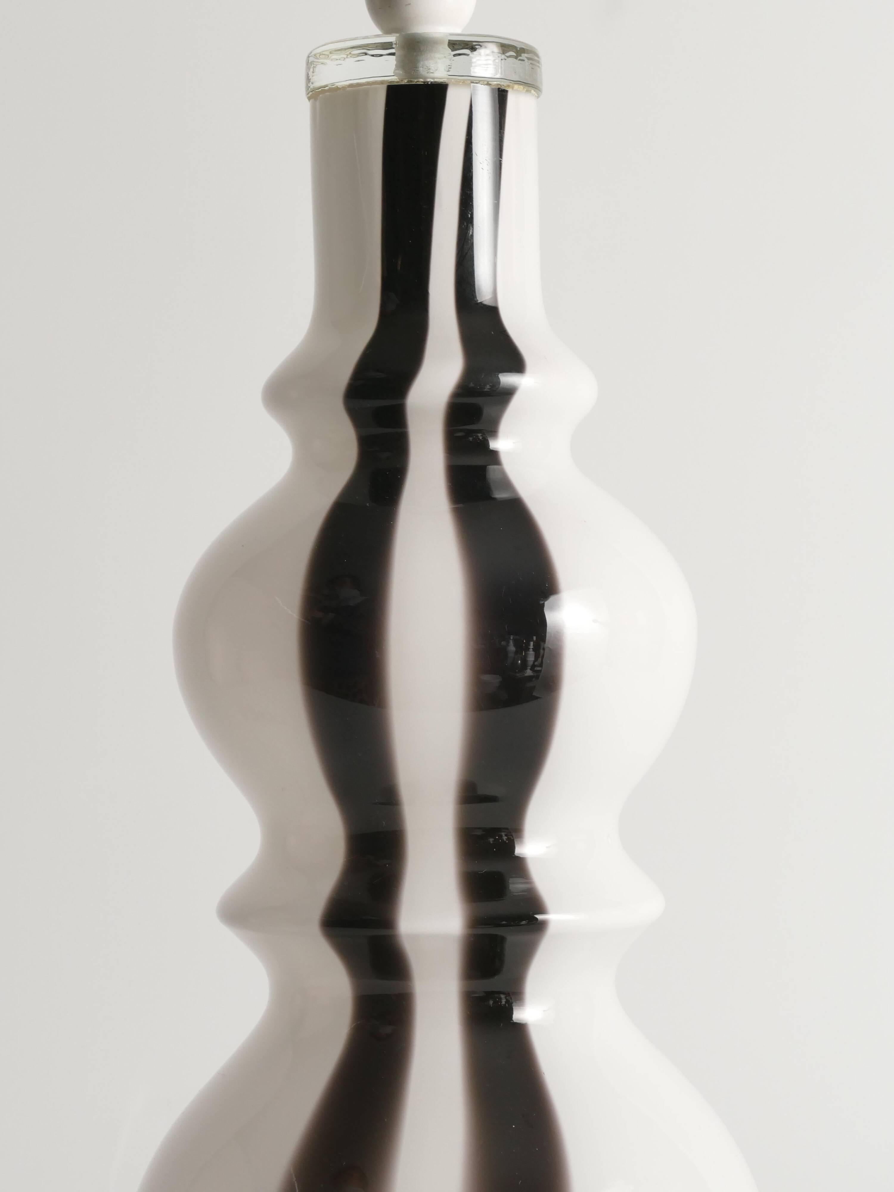 Sculptural Art Glass Murano Style Table Lamps, Black & White, 1960s, Set of 2