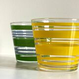 Pair of VINTAGE Silkscreened Glass Plant Pots