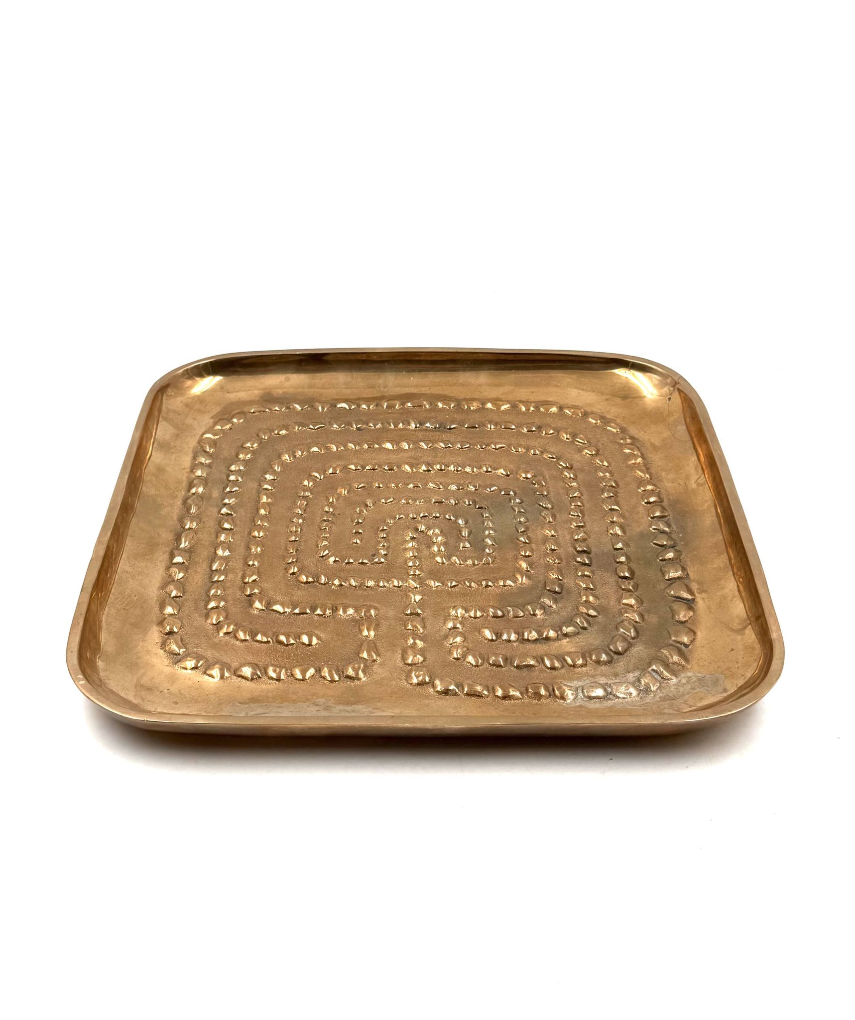 Modern solid brass tray / vide poche, Atelier Ventrella Italy 1980s