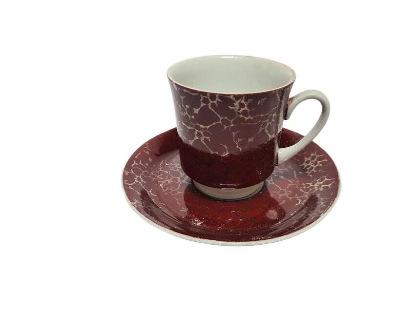 Vintage Polish cup and saucer from Wałbrzych Pottery, 1970s, set of 2