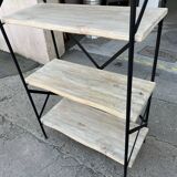 Industrial style shelf in light wood and cast iron