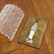 Large pressed glass and brass wall lamp, Denmark, 1960s