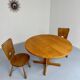 Antique round Scandinavian dining table from the 70s with 1 solid wood extension