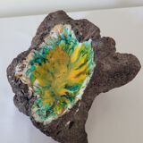 Enamelled lava stone ashtray