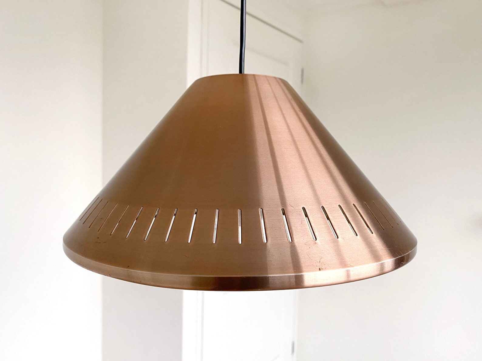 Vintage red Copper aluminium Perforated Hanging Lamp / Pendant