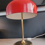 Vintage table lamp with bell shade and brass base