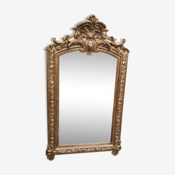 Miroir en stuc doré XIXème siècle 115x63cm