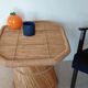 Table basse sculpturale en rotin tressé-vintage années 60/70