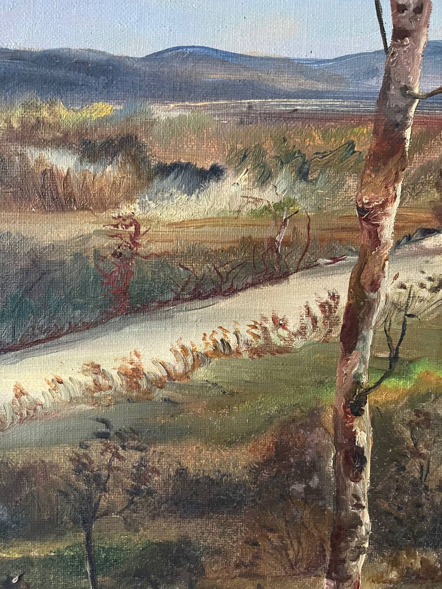 Paysage de printemps avec arbre, signé