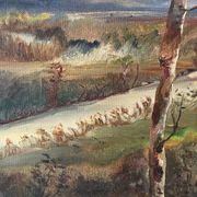 Paysage de printemps avec arbre, signé