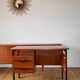 Scandinavian desk in black metal oak veneer, Modernist Design, 1960