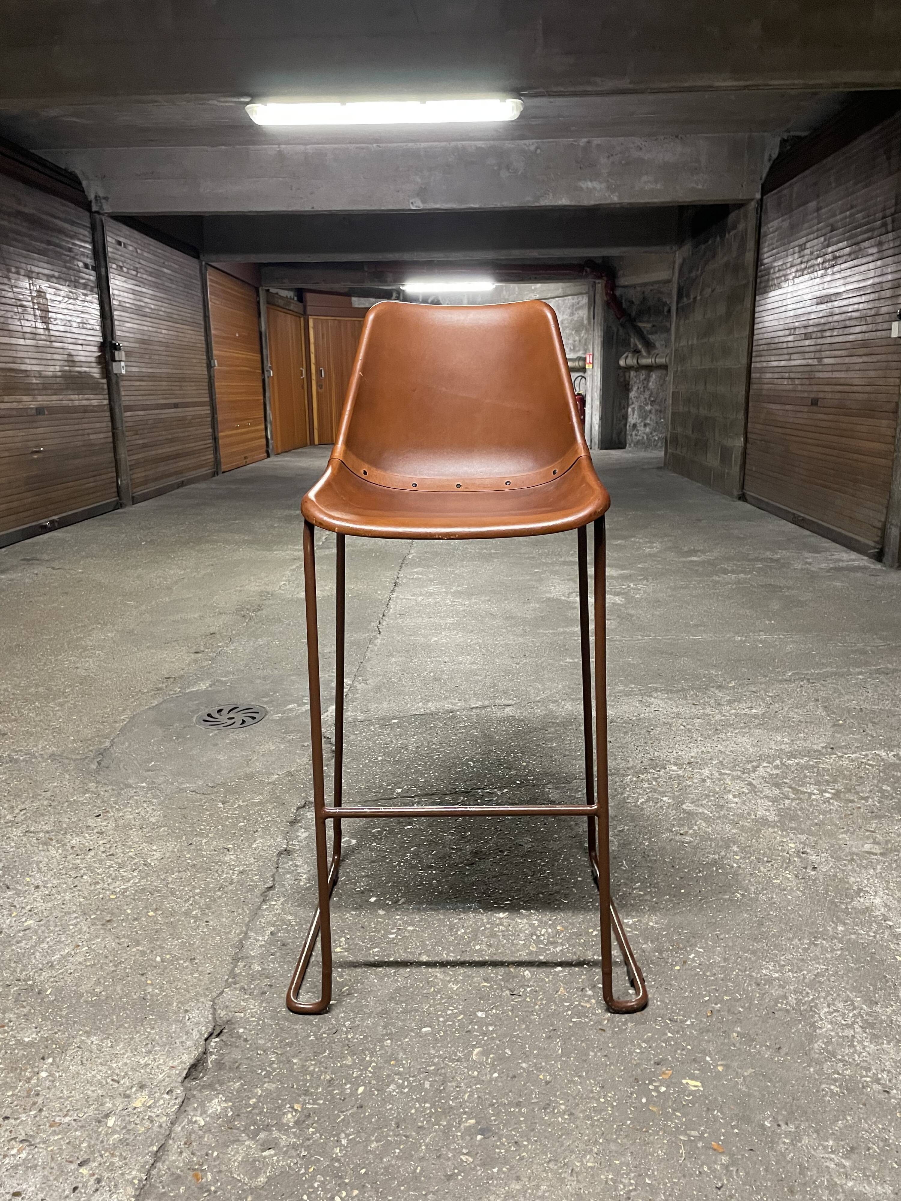 Vintage bar chair goat leather brown