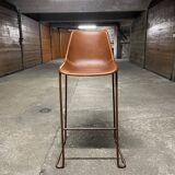 Vintage bar chair goat leather brown