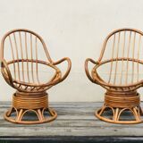 Pair of bamboo armchairs