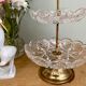 Porte bijoux ou serviteur vintage en verre ciselé et laiton