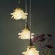 Vintage triple tulip pendant light in frosted glass in the shape of flowers