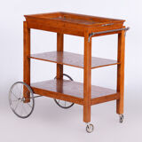 Restored ArtDeco Walnut Trolley, Revived Polish, France, 1920s
