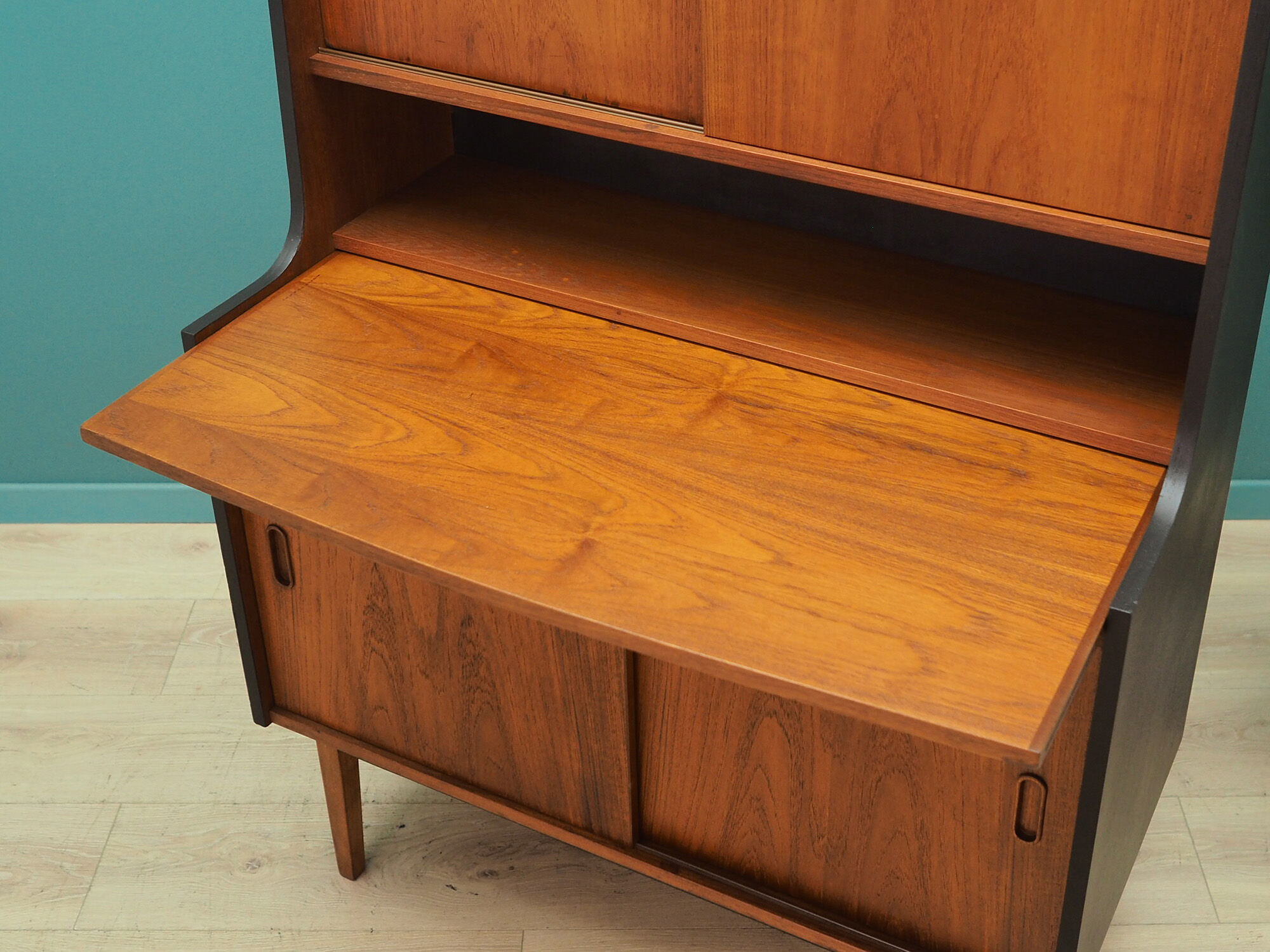 Bookcase teak with bar, Danish design, 70's