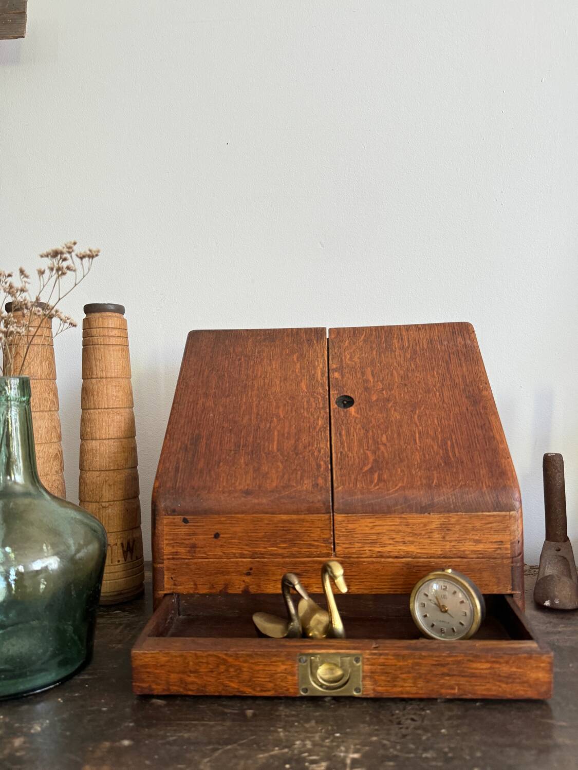 Small wooden mail storage unit
