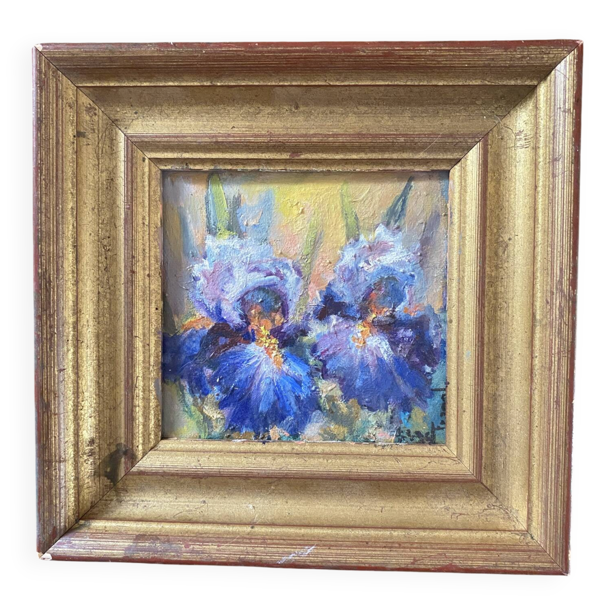 Table with two irises signed Fragal.