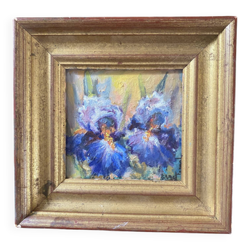 Tableau aux deux iris signé Fragal.