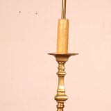 bronze candlestick from the 18th century converted into a lamp with its shade