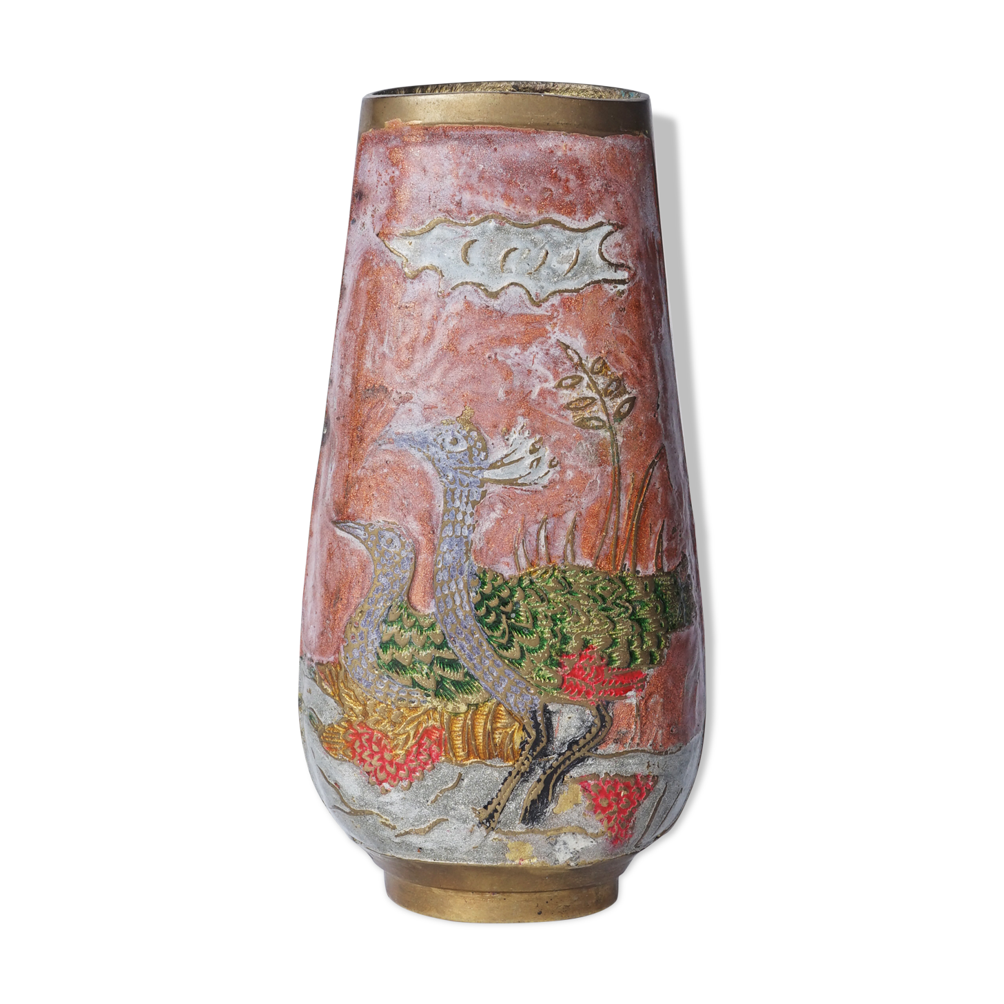 Indian vase engraved with birds