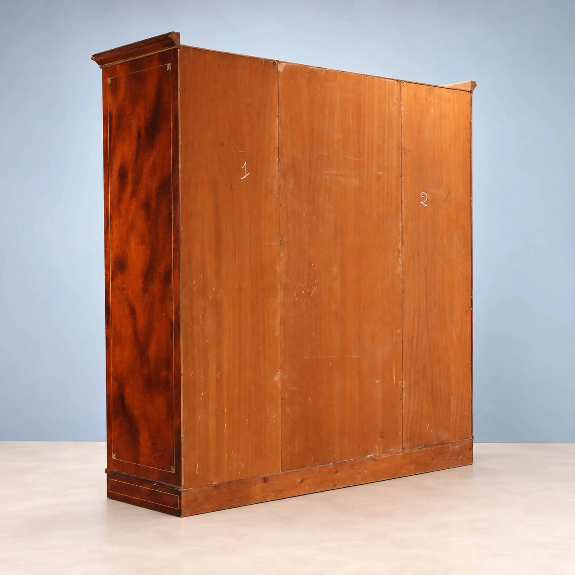 Antique mahogany and brass wardrobe, United Kingdom, 20th century