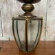 Antique brass lantern ceiling light + 6 faceted beveled glass vintage