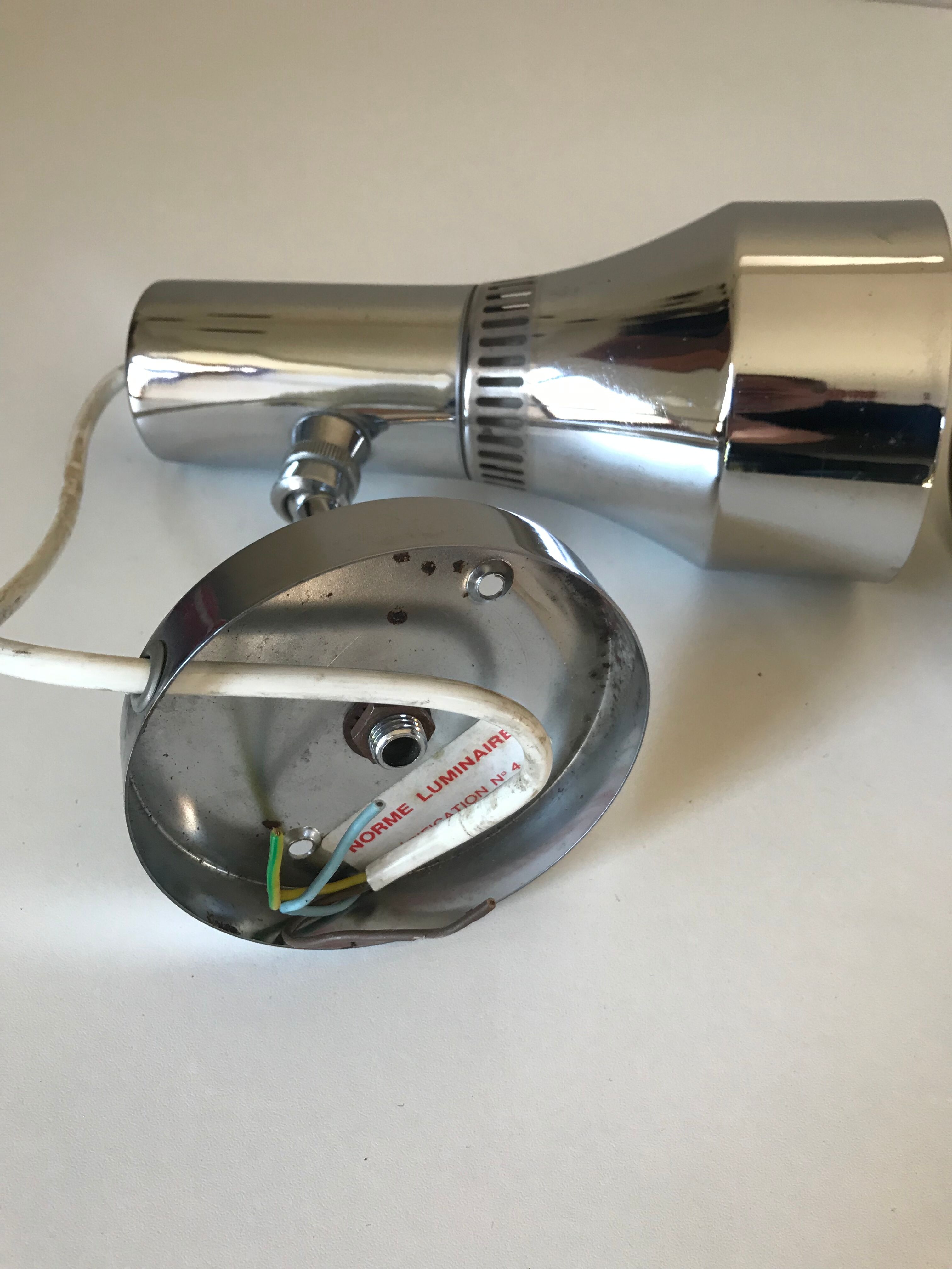 Pair of chrome wall lamps with ball joints design 70 years