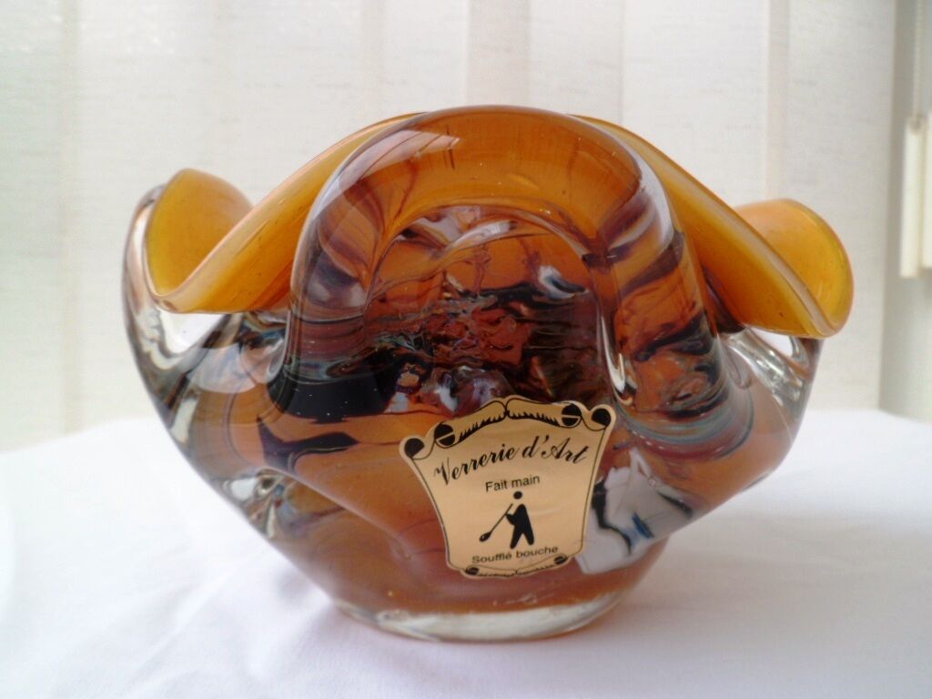Ashtray empty-pocket cup in blown glass La Bourboule