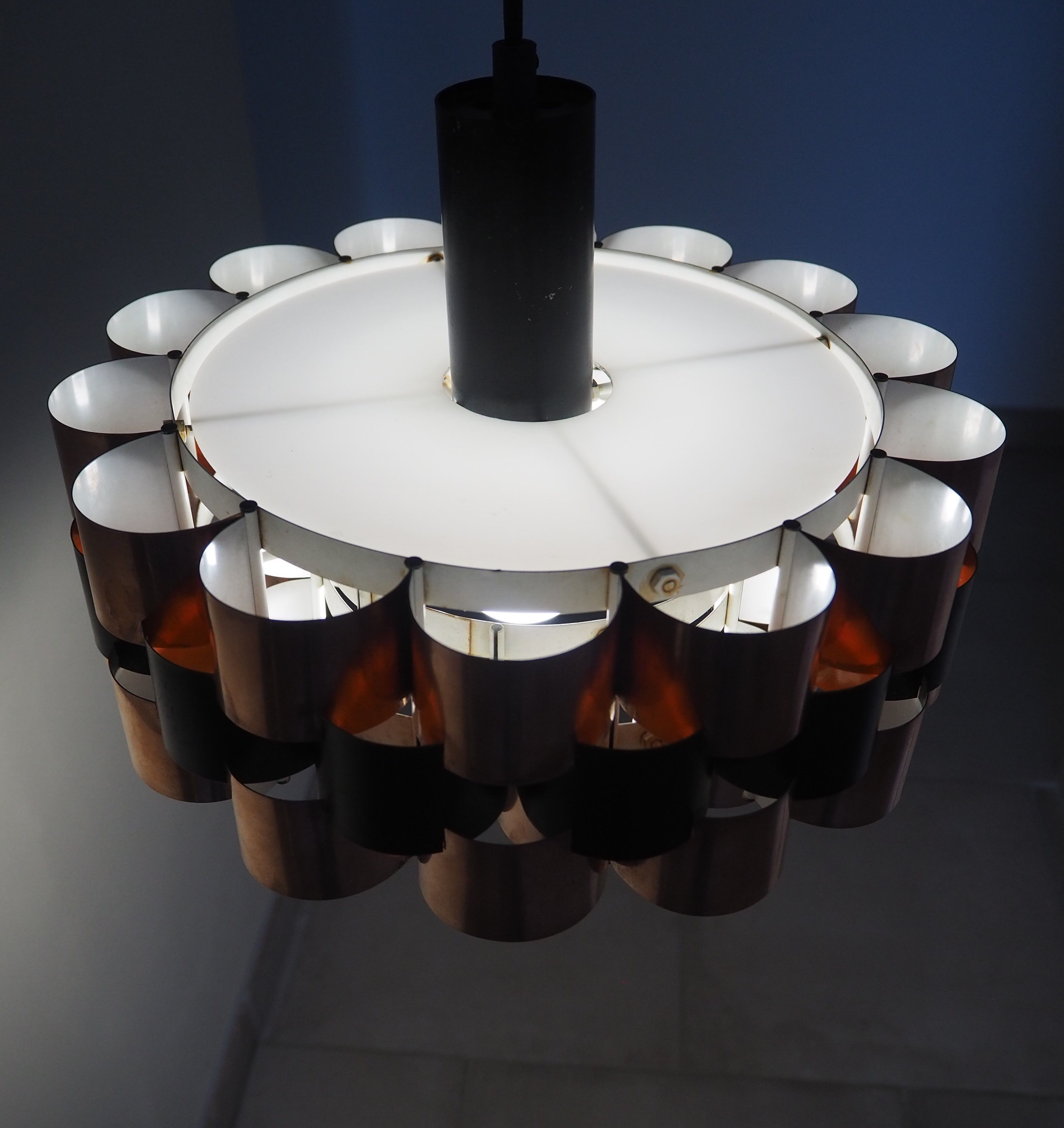 Suspension lamp from the 1960s – 1970s in copper and black metal