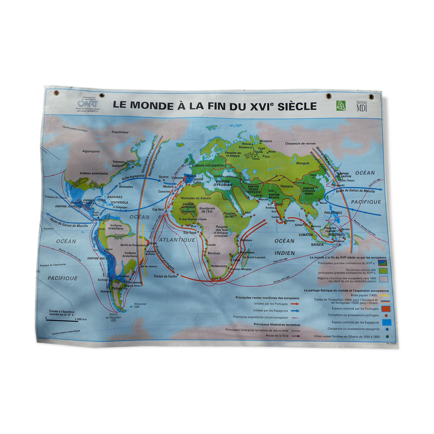 Old school MDI map "The world at the end of the 16th century"