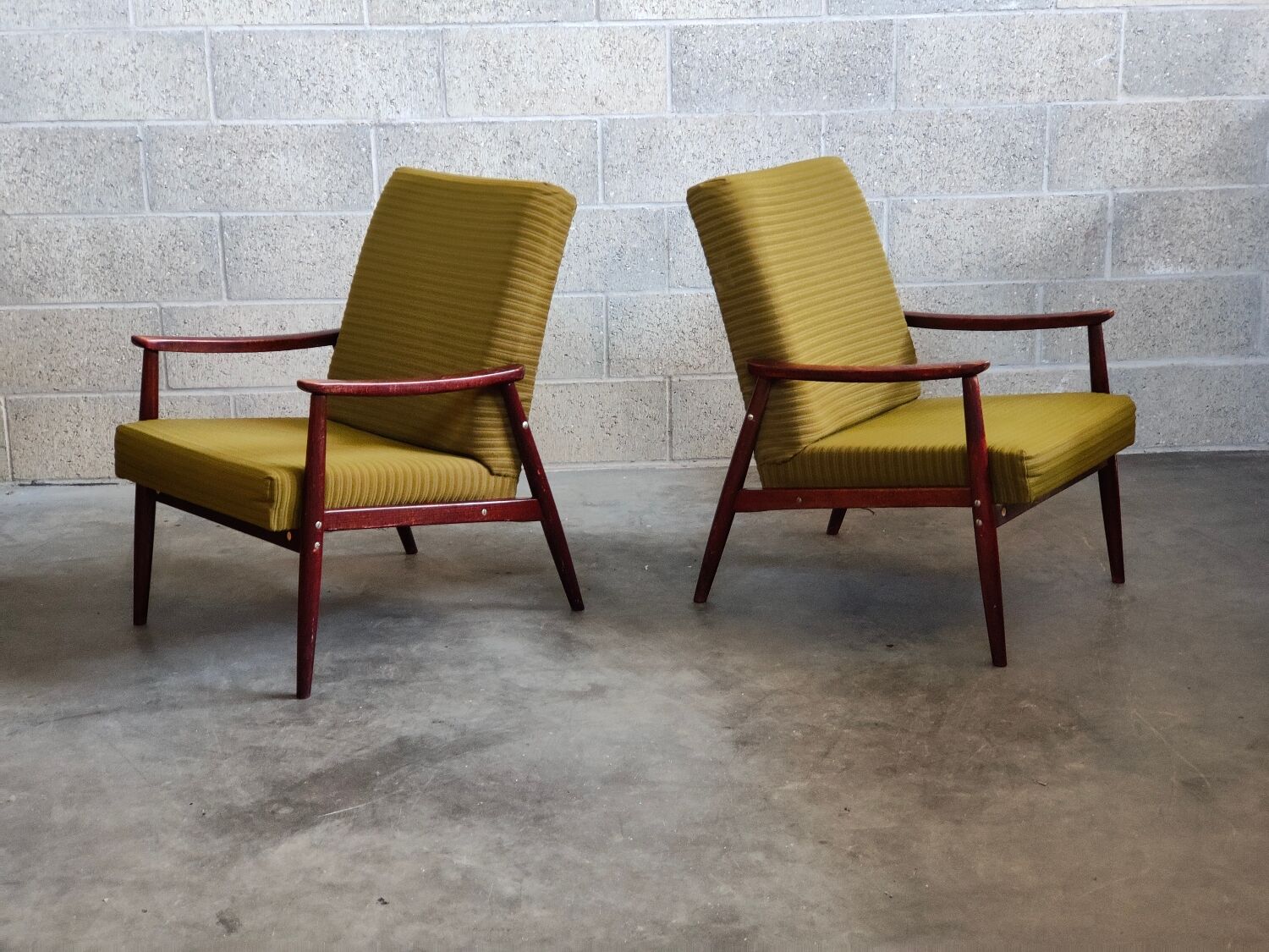 Pair of armchairs Olive Green by Jiri Jiroutek 1960
