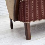 1960s, Danish 3-seater sofa, red furniture wool, beech wood.