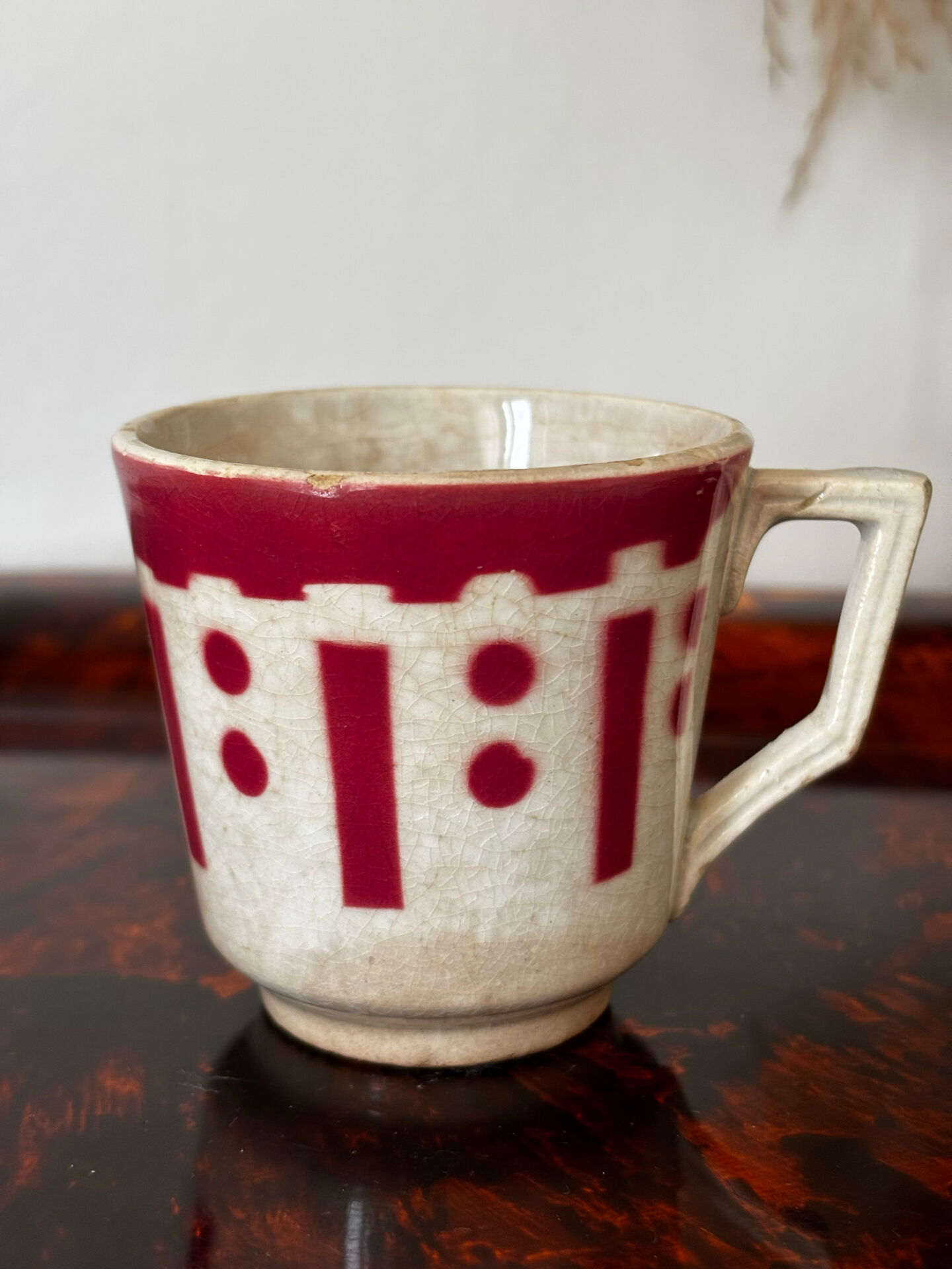 Set of two antique opaque porcelain cups from Gien.