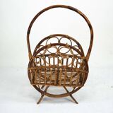 Italian Bamboo & Rattan Magazine Rack, 1950s