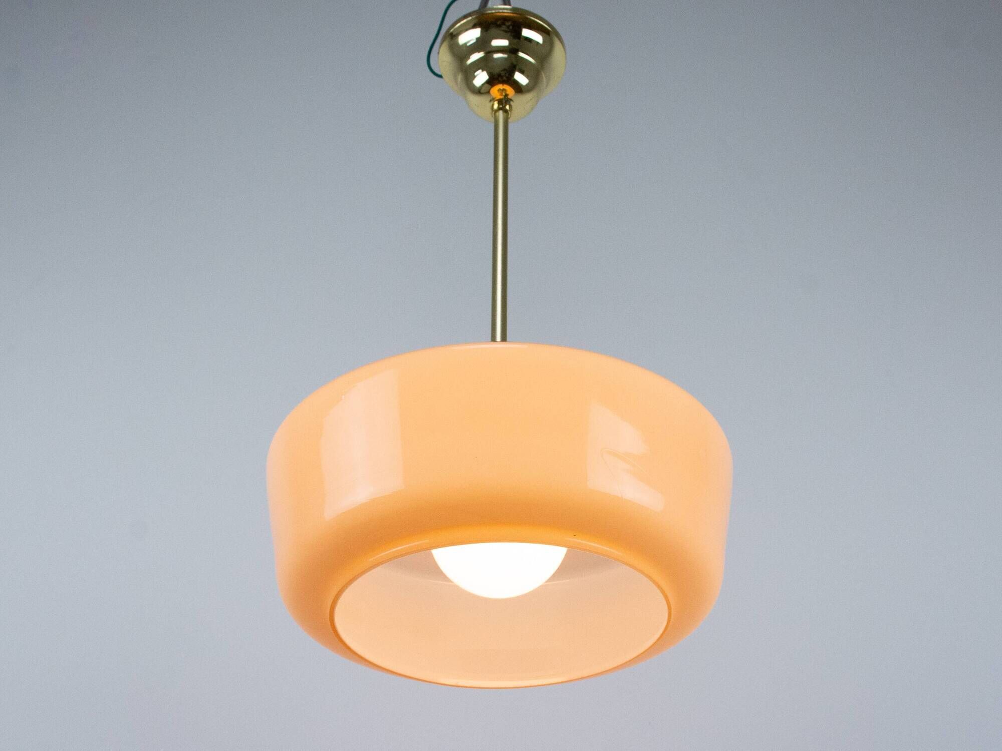 Vintage Mid-Century Modern Rose Glass Pendant Lamp