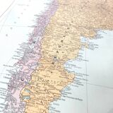 Old map South America Argentina Chile Uruguay 43x43cm from 1950