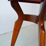 Italian dining table with sculptural beech base and pink marble, 1950s