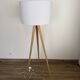 Scandinavian floor lamp - linen and solid wood