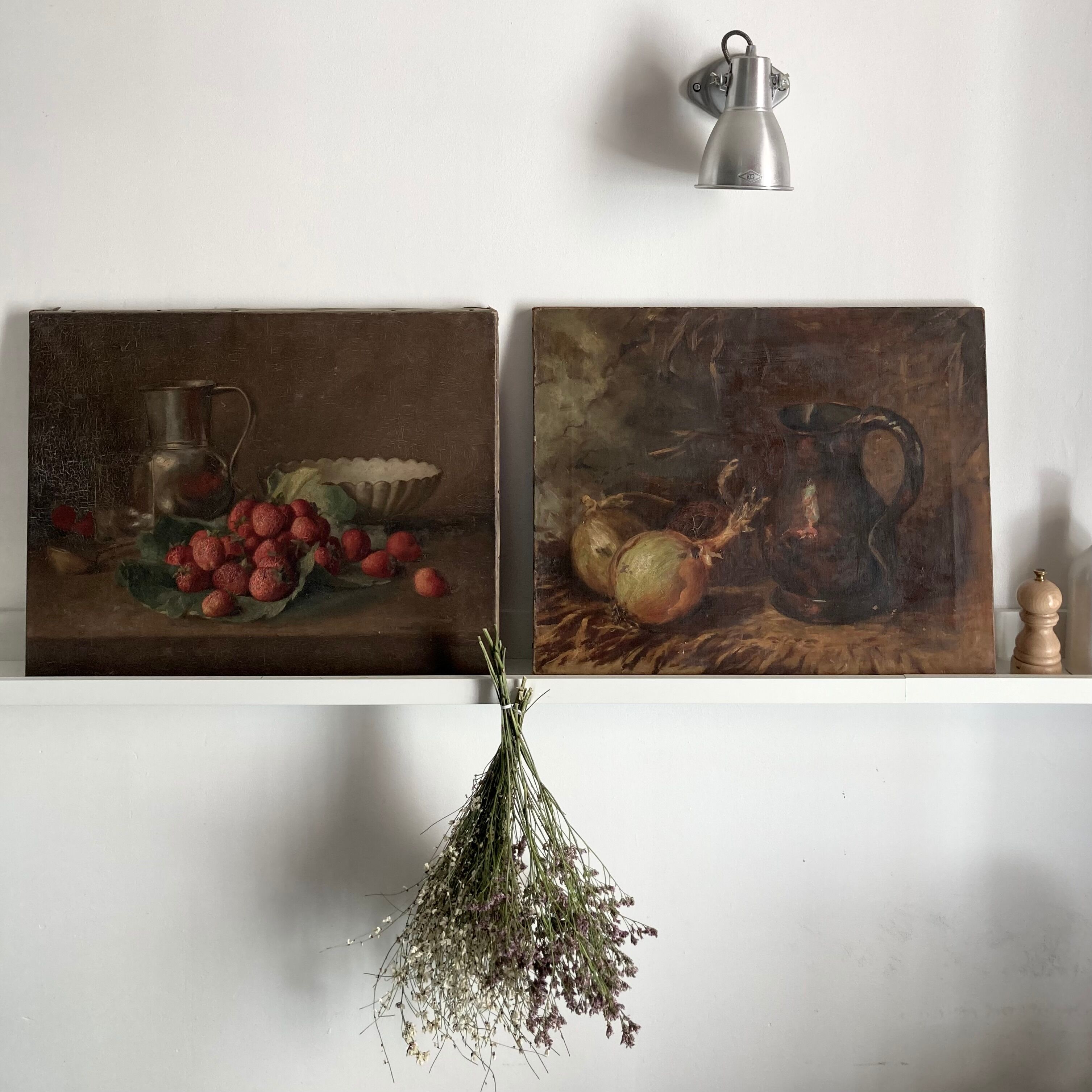 Oil on canvas old still life with jug