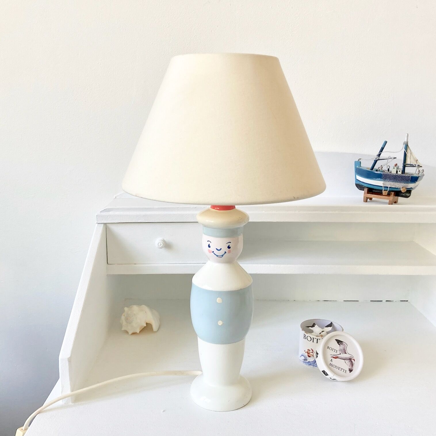Lampe marin pied en bois